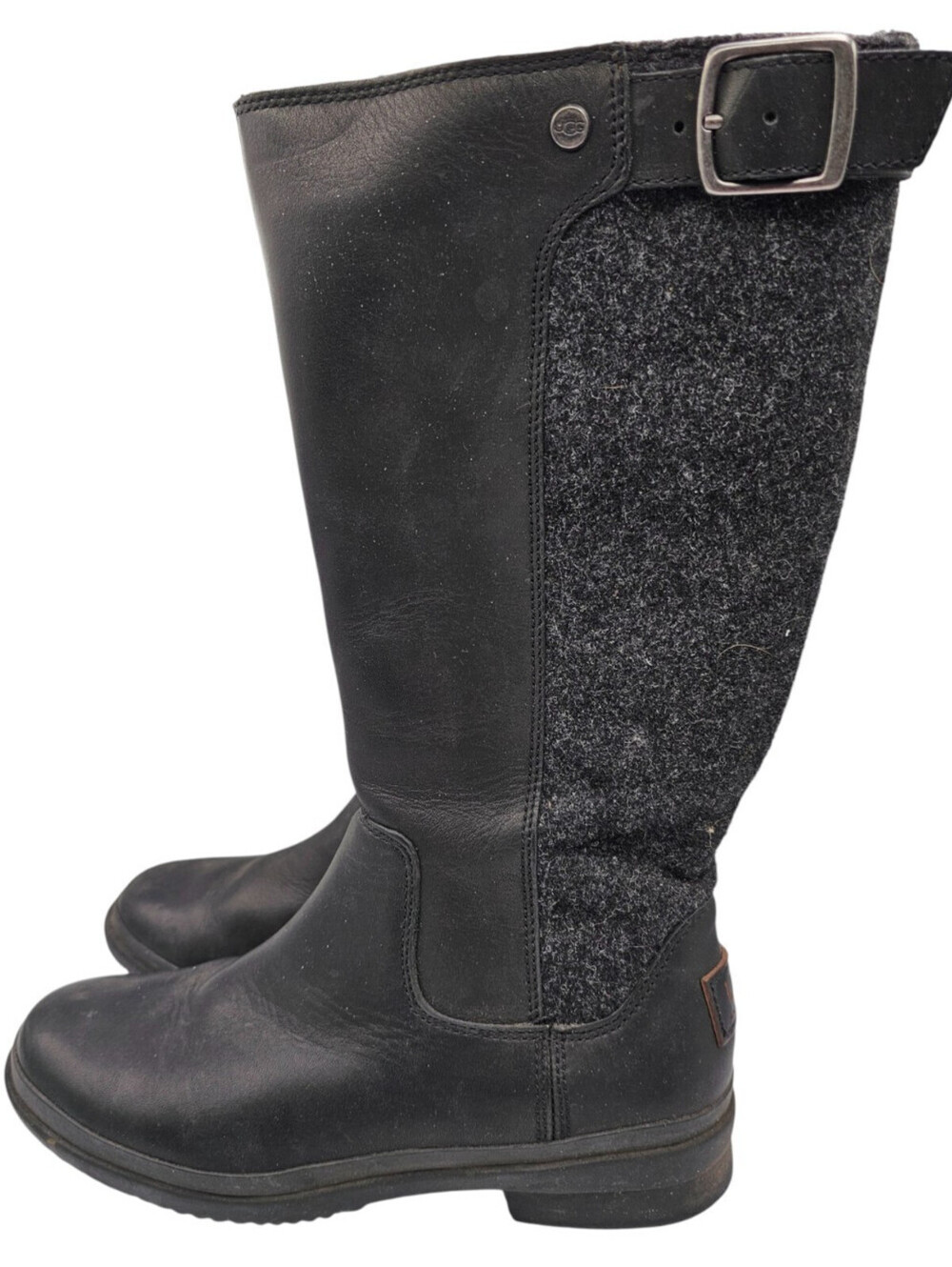 UGG Women's Sz 7 Janina Waterproof Leather Paneled Tall Boots Gray